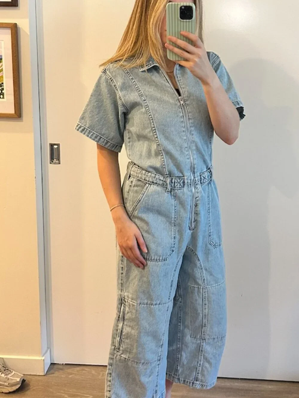 Free People Blue On The Run Cropped Coverall Size Medium - Picture 4 of 4